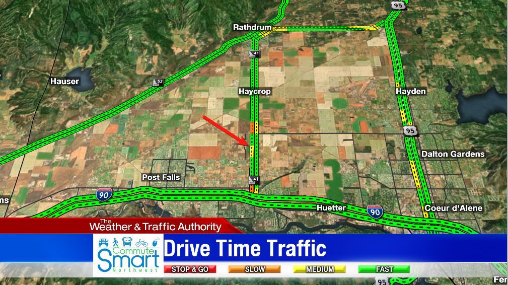 Traffic map of Post Falls crash 2/13/2020